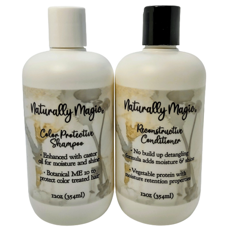 Color Protective Shampoo and Reconstructive Conditioner. 